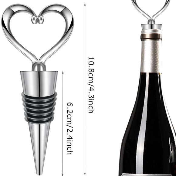 Wine Stopper, 1 Piece, Reusable Heart Wine Stopper, Love your Wine, Keep Fresh - Picture 3 of 7
